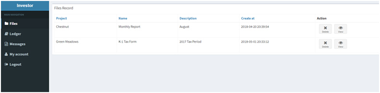 Investor Portal – Files/Documents Storage